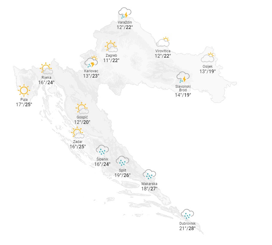 Stiže nova promjena - pljuskovi, grmljavina i zahlađenje. Evo gdje će prvo udariti