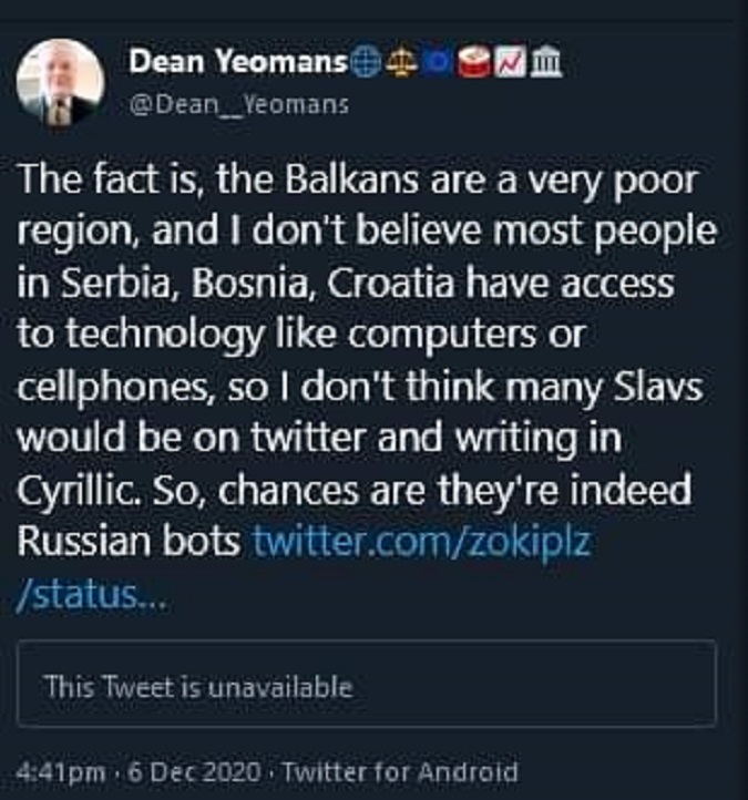 Napisao glupost o Balkanu, Srbi i Hrvati ga toliko napali da je zaključao profil Bba676bc-2fd4-41e8-ab3a-e9697c271887